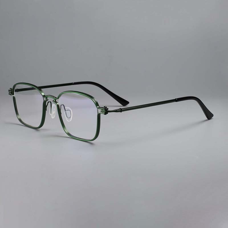 CCSpace Unisex Full Rim Square Handcrafted Titanium Eyeglasses 54708 Full Rim CCspace China Green 