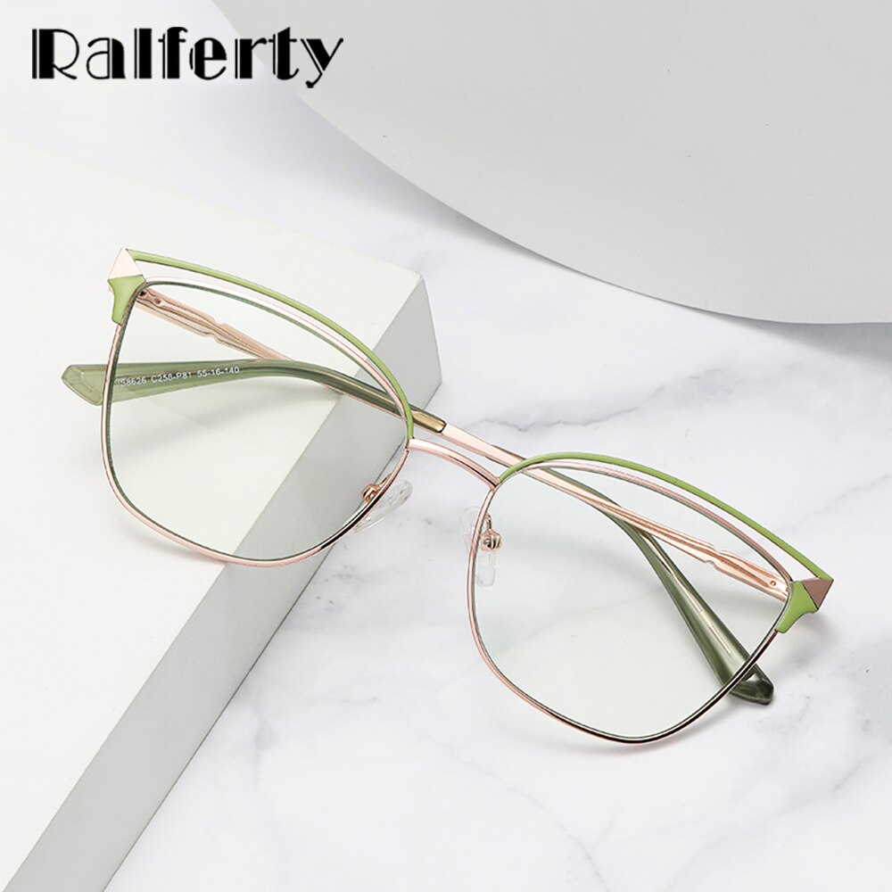 Ralferty Women's Full Rim Square Cat Eye Alloy Eyeglasses D8626 Full Rim Ralferty   