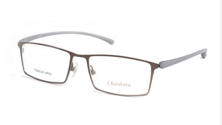 Chashma Ottica Men's Full Rim Square Titanium Eyeglasses 9105 Full Rim Chashma Ottica Gray  