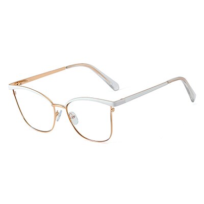 Ralferty Women's Full Rim Square Cat Eye Acetate Alloy Eyeglasses F95783 Full Rim Ralferty C1 White China 