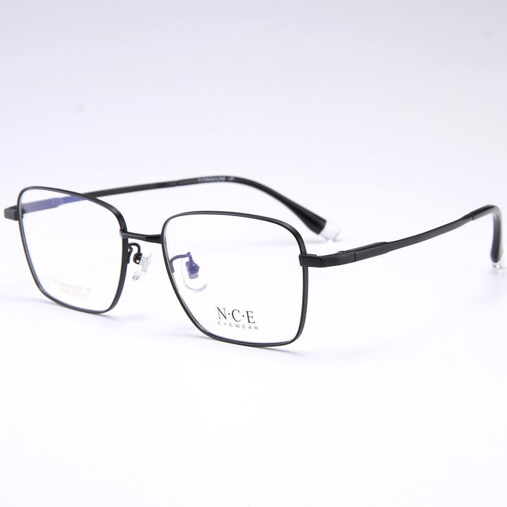 Zirosat Men's Full Rim Square Titanium Eyeglasses T005 Full Rim Zirosat black  