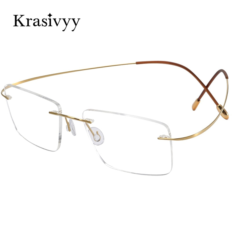 Krasivyy Men's Rimless Square Titanium Eyeglasses Kr6064 Rimless Krasivyy   