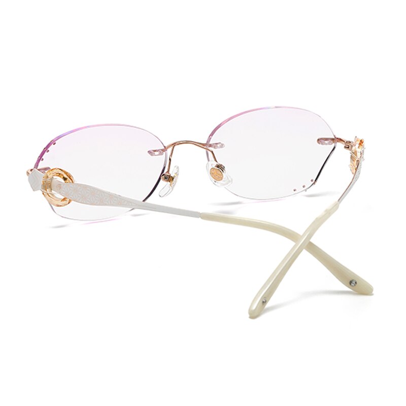 Zirosat Women's Rimless Irregular Oval Titanium Diamond Cut Eyeglasses 5023 Rimless Zirosat   