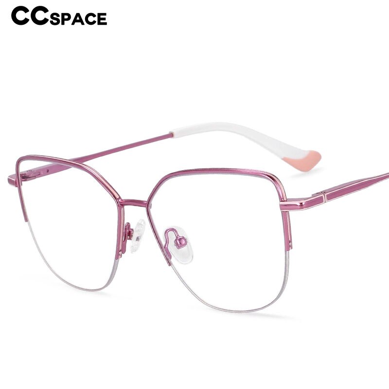 CCSpace Unisex Semi Rim Square Alloy Frame Eyeglasses 54468 Semi Rim CCspace   