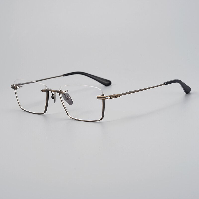 Muzz Unisex Semi Rim Square Titanium Eyeglasses Dxt416 Semi Rim Muzz Auburn  