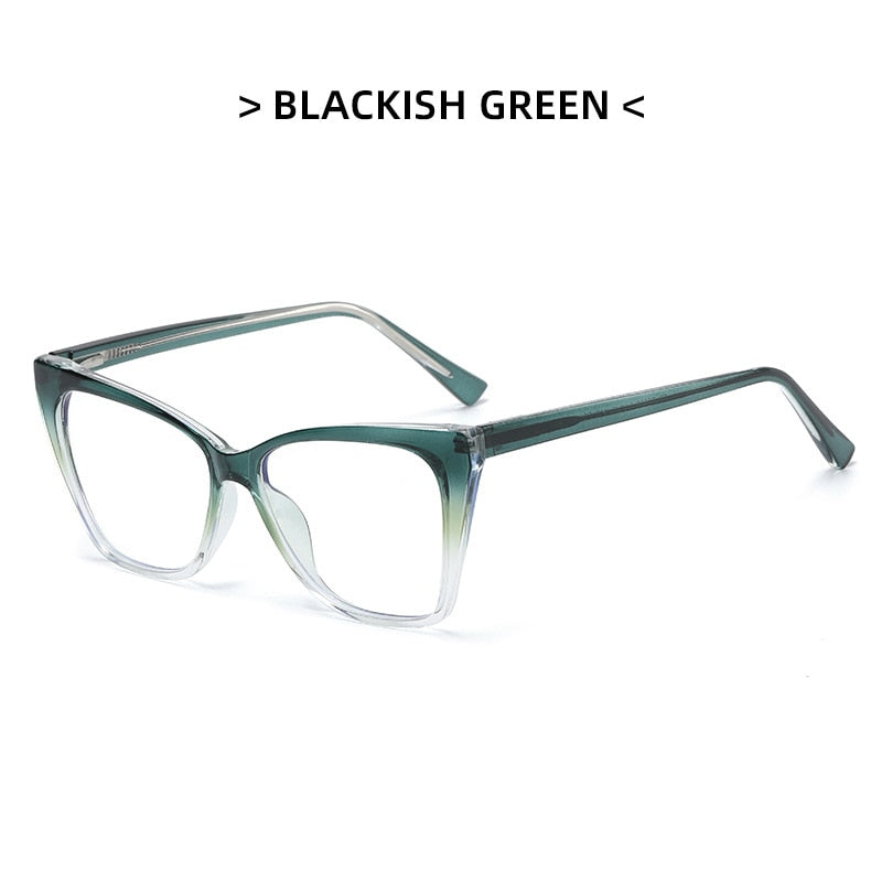 CCspace Women's Full Rim Square Cat Eye Tr 90 Titanium Eyeglasses 53349 Full Rim CCspace China Green 