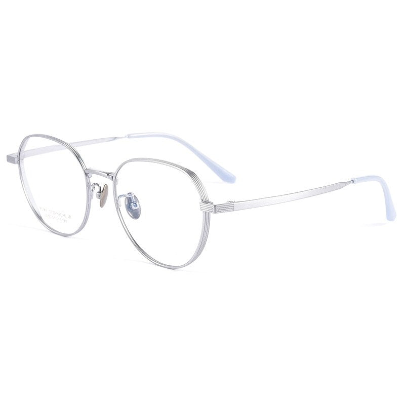 Handoer Men's Full Rim Round Square Titanium Eyeglasses 2050tsf Full Rim Handoer silver  