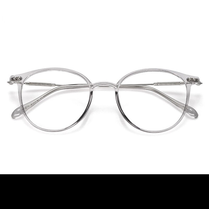 Yimaruili Unisex Full Rim Round Tr 90 Alloy Eyeglasses 90045 Full Rim Yimaruili Eyeglasses Transparent Gray  