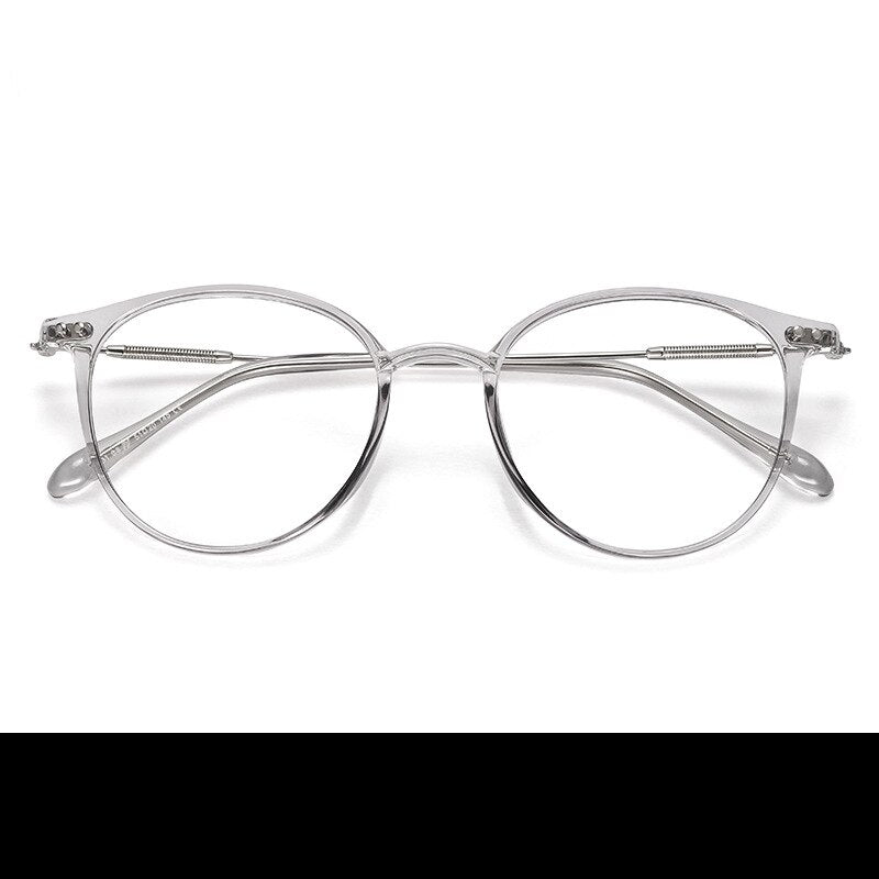 Yimaruili Unisex Full Rim Square Round Tr 90 Alloy Eyeglasses 90045 Full Rim Yimaruili Eyeglasses Transparent Gray  
