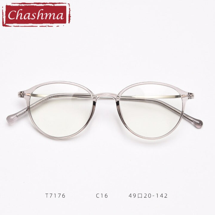 Chashma Round TR90 Eyeglasses Frame Lentes Optics Light Women Quality Student Prescription Glasses For RX Lenses Frame Chashma Ottica Transparent Gray  