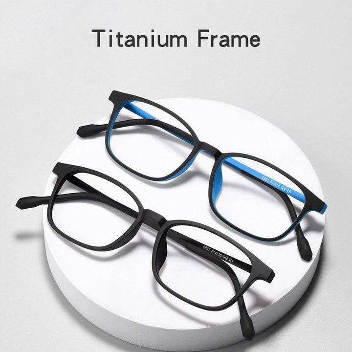 KatKani Unisex Full Rim Small Square Rubber Tr 90 Titanium Eyeglasses 9831xp Full Rim KatKani Eyeglasses   