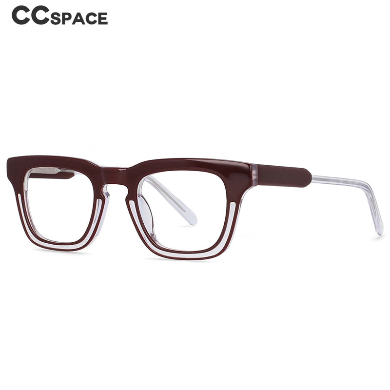 CCspace Unisex Full Rim Square Acetate Frame Eyeglasses 54386 Full Rim CCspace   