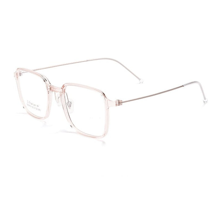 Yimaruili Unisex Full Rim Square Tr 90 Titanium Eyeglasses 5824 Full Rim Yimaruili Eyeglasses Transparent Pink  
