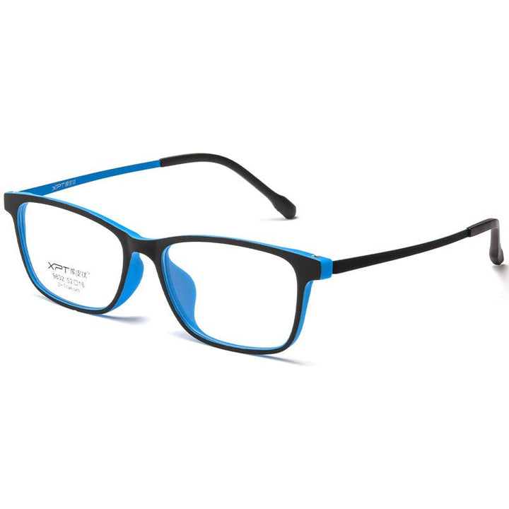 KatKani Unisex Full Rim Square Tr 90 Titanium  Reading Glasses Anti Blue Light Black 9832xp Reading Glasses KatKani Eyeglasses Black Cyan 0.50 