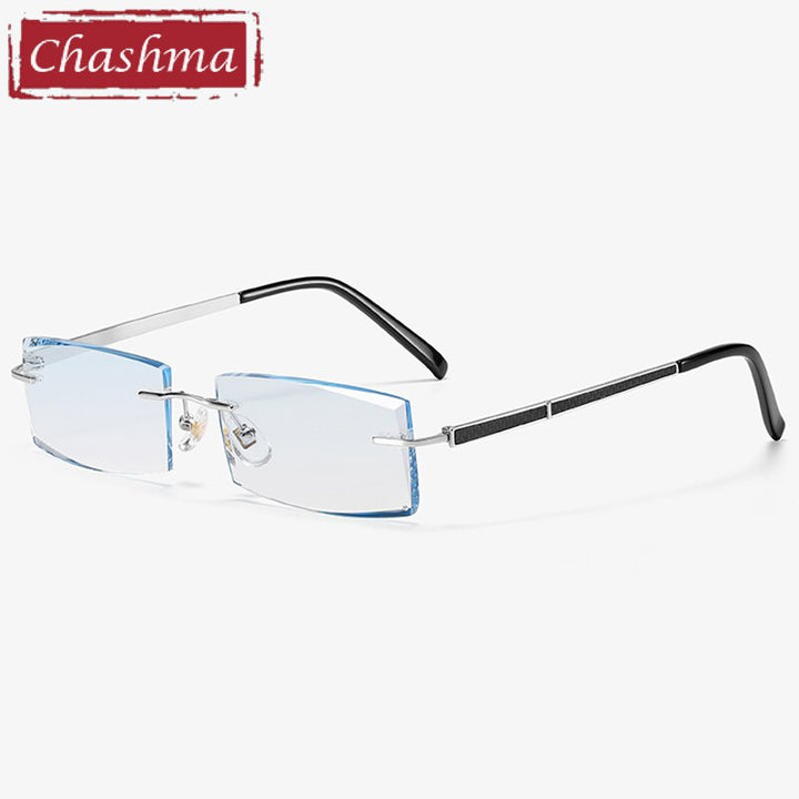 Chashma Ottica Men's Rimless Square Rectangle Titanium Eyeglasses Tinted Lenses 99987 Rimless Chashma Ottica   