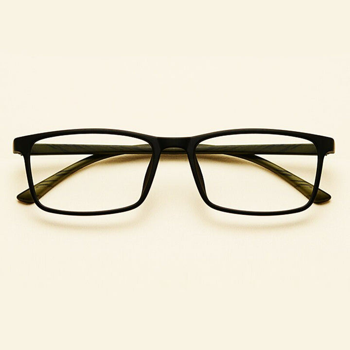 KatKani Unisex Full Rim Small Square Tr 90 Eyeglasses 6642 Full Rim KatKani Eyeglasses Black Green  