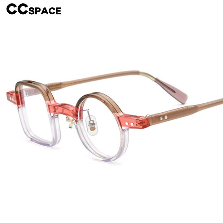 CCspace Unisex Full Rim Irregular Square Round Acetate Eyeglasses 53329 Full Rim CCspace   