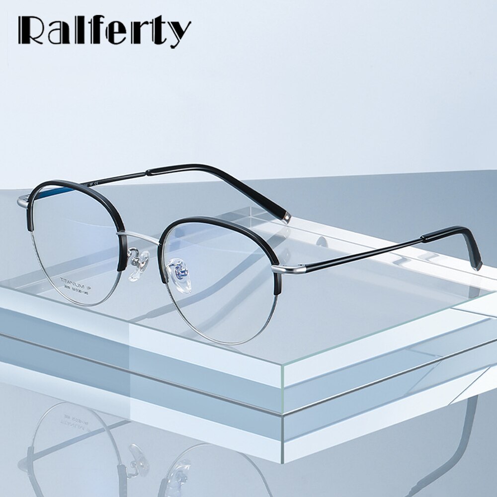 Ralferty Unisex Full Rim Round Titanium Eyeglasses D2039t Full Rim Ralferty   