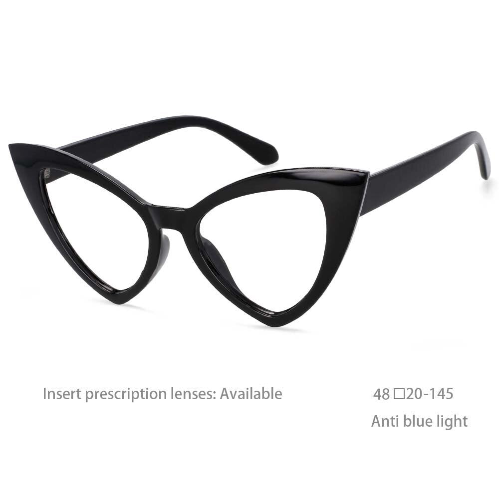 CCSpace Women's Full Rim Oversized Cat Eye Resin Frame Eyeglasses 54419 Full Rim CCspace China Black 