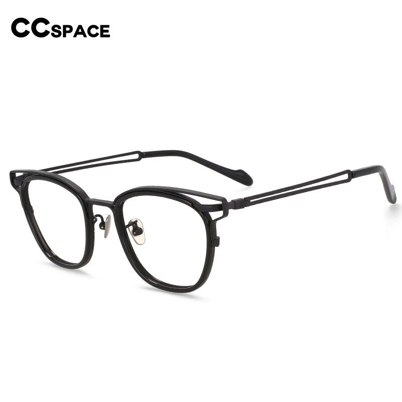 CCspace Unisex Full Rim Square Titanium Acetate Eyeglasses 55227 Full Rim CCspace   