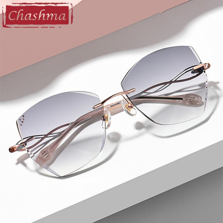Chashma Women's Rimless Square Cat Eye Titanium Eyeglasses 88038 Rimless Chashma   