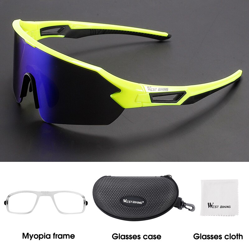 West Biking Polarized Sport Sunglasses - Unisex, Full Rim, Acetate Frame UV400 Blue / China
