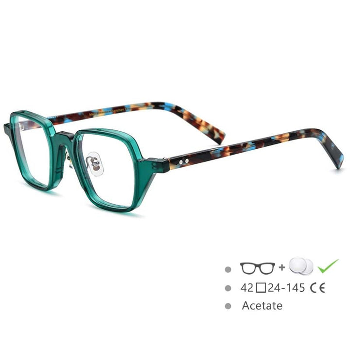 CCSpace Unisex Full Rim Square Cat Eye Acetate Frame Eyeglasses 54563 Full Rim CCspace Green China 