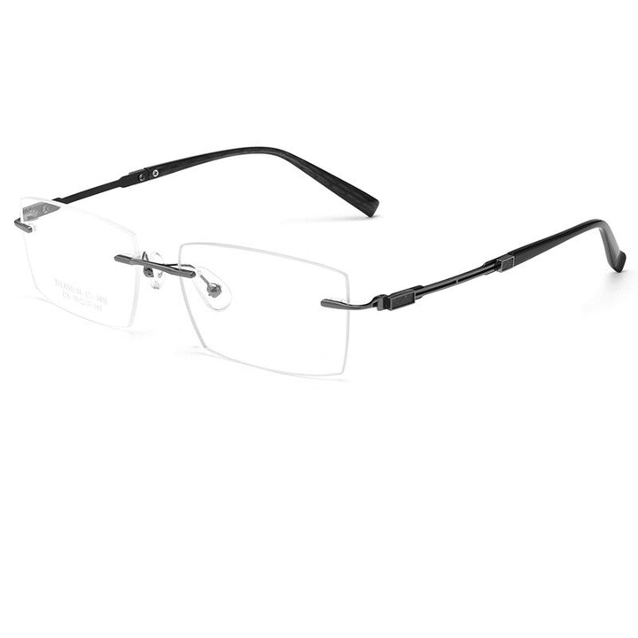 Yimaruili Unisex Rimless Large Square Rectangle Titanium Eyeglasses Z16WK Rimless Yimaruili Eyeglasses Gun  