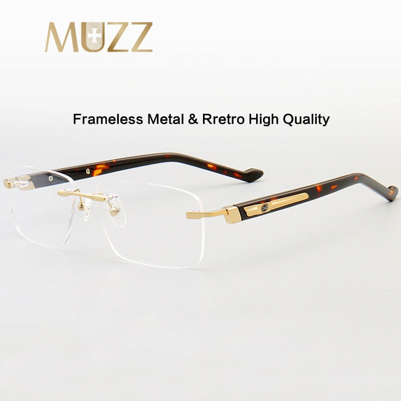 Muzz Men's Rimless Square Acetate Titanium Eyeglasses 108 Rimless Muzz   