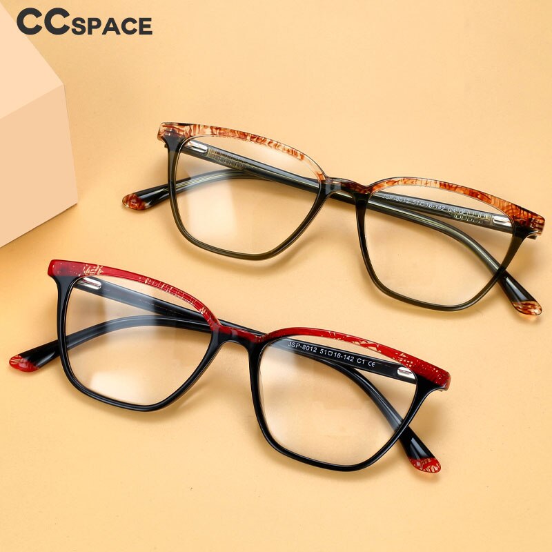 CCSpace Unisex Full Rim Square Acetate Eyeglasses 55370 Full Rim CCspace   