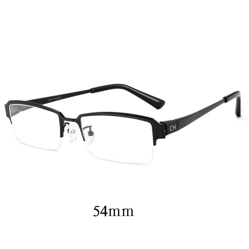 Cubojue Unisex Semi Rim Rectangle Titanium Eyeglasses Semi Rim Cubojue 54mm black  