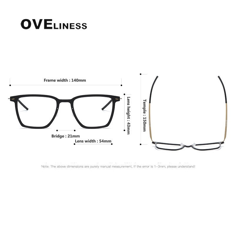 Oveliness Unisex Full Rim Round Square Screwless Acetate Titanium Eyeglasses 6554 Full Rim Oveliness   