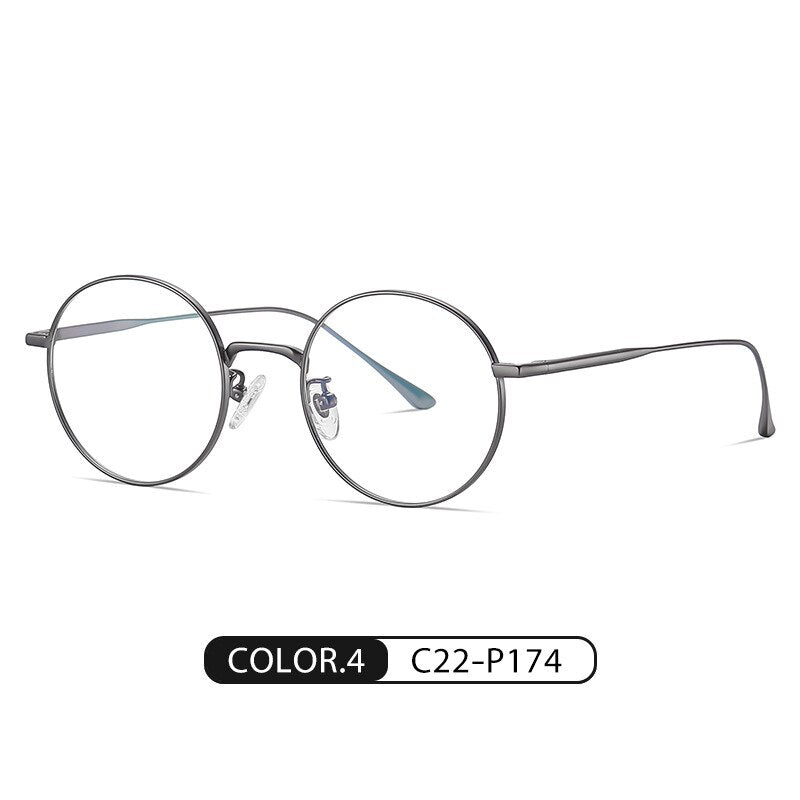 Handoer Men's Full Rim Round Titanium Eyeglasses Pt913 Full Rim Handoer C4  