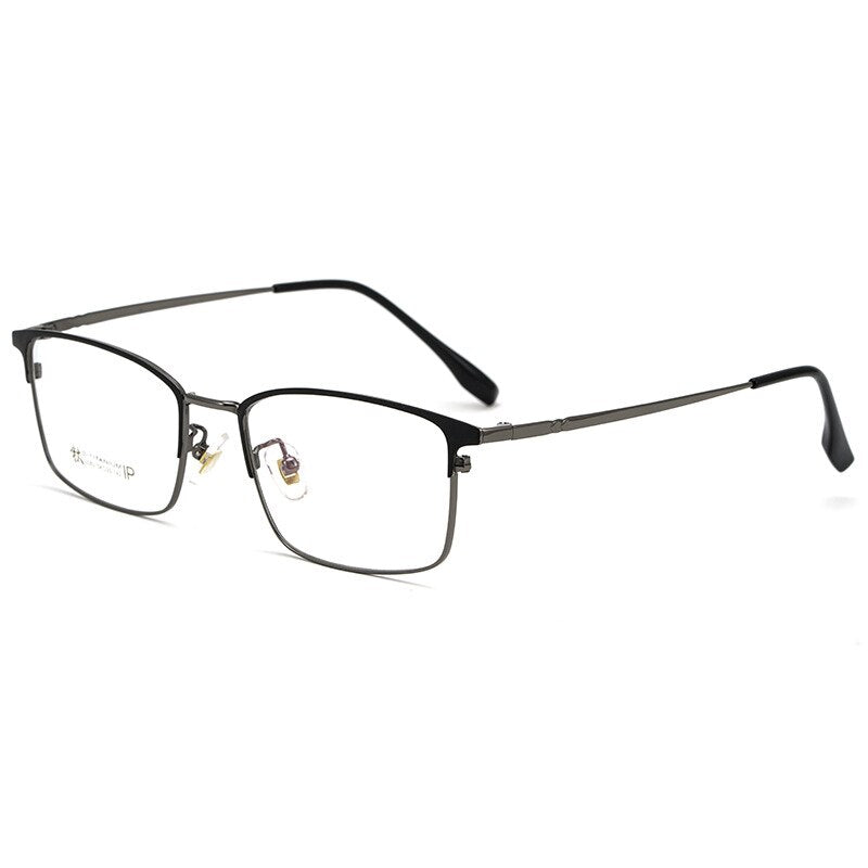 Hotochki Men's Full Rim Square Alloy Eyeglasses 2082H Full Rim Hotochki Black Gray  