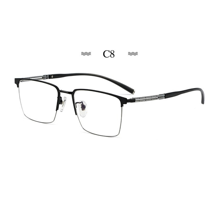 Hotochki Men's Full Rim Square Tr 90 Titanium Frame Eyeglasses T8610t Full Rim Hotochki Khaki  