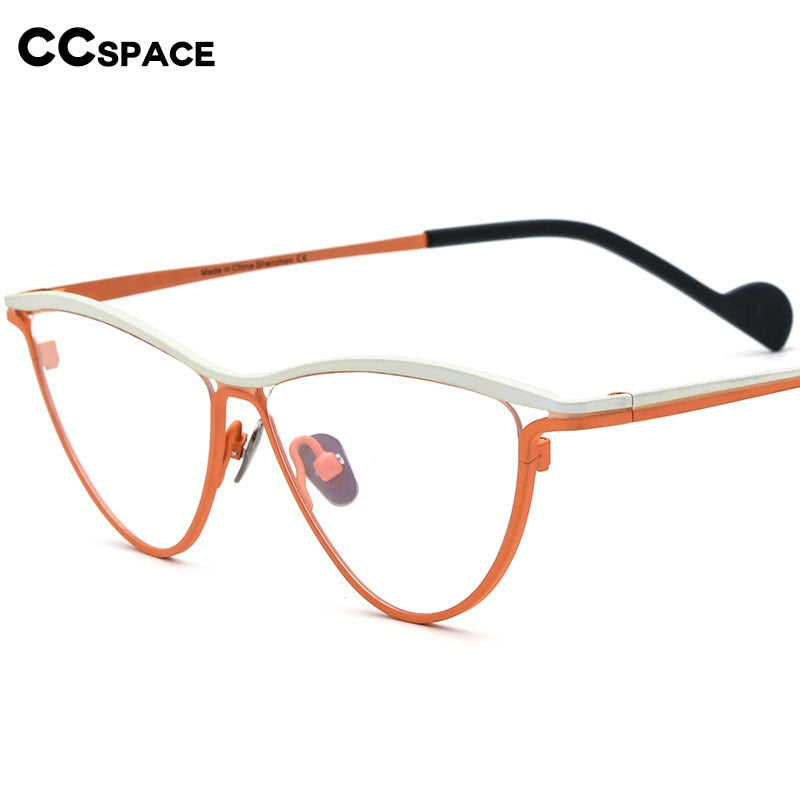CCSpace Unisex Full Rim Oval Cat Eye Titanium Eyeglasses 56127 Full Rim CCspace   