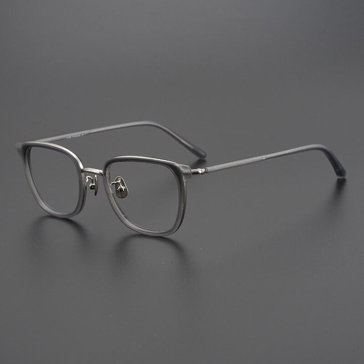 Gatenac Unisex Full Rim Square Acetate Titanium Eyeglasses Gxyj995 Full Rim Gatenac Gray  