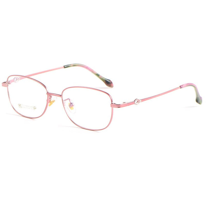 Katkani Women's Full Rim Square Titanium Alloy Eyeglasses 3526x Full Rim KatKani Eyeglasses Pink  