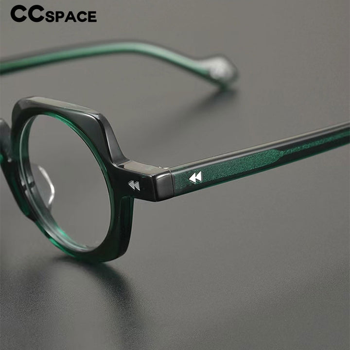 CCSpace Unisex Full Rim Flat Top Round Acetate Eyeglasses 55791 Full Rim CCspace   