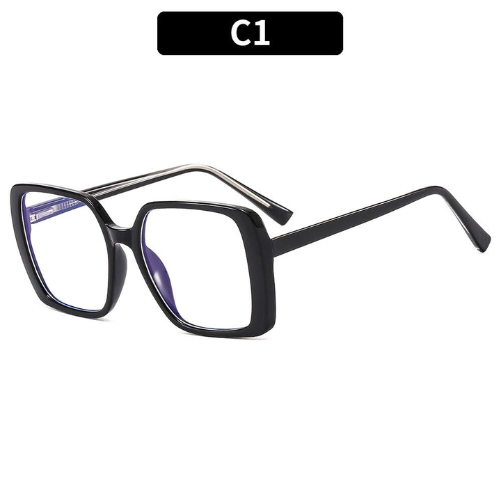 CCSpace Women's Full Rim Oversized Square Tr 90 Titanium Eyeglasses 54640 Full Rim CCspace China Black 