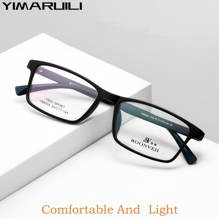 Yimaruili Unisex Full Rim Square Tr 90 Sport Eyeglasses Vb8004 Sport Eyewear Yimaruili Eyeglasses   