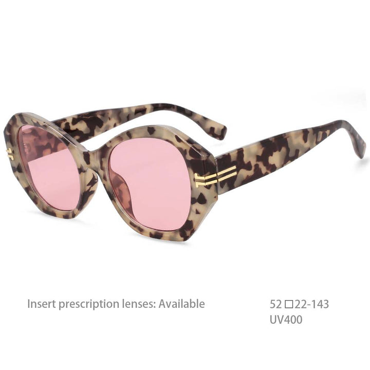 CCSpace Women's Full Rim Oversized Square Oval Resin Frame Sunglasses 54432 Sunglasses CCspace Sunglasses Douhua pink as picture 