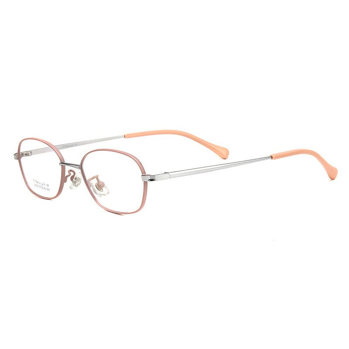 Bclear Unisex Full Rim Small Oval Titanium Frame Eyeglasses Lb5337 Full Rim Bclear Pink silver  
