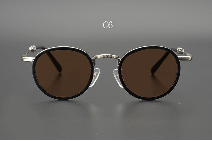 Yujo Men's Full Rim Round Acetate Alloy UV400 Dark Polarized Sunglasses Sunglasses Yujo C6 China 