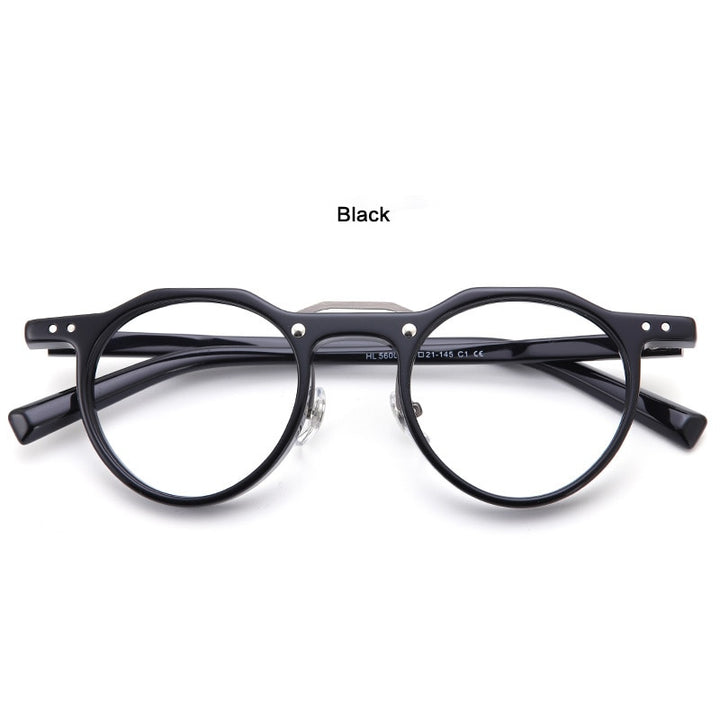 Muzz Unisex Full Rim Round Acetate Frame Double Bridge Eyeglasses 56008 Full Rim Muzz 1  