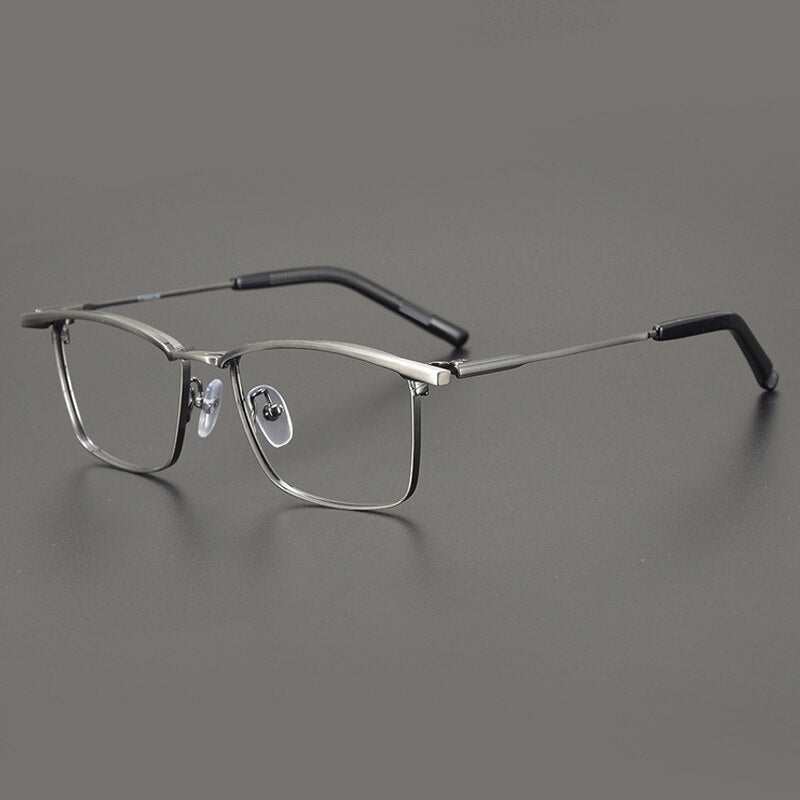 Gatenac Unisex Full Rim Square Titanium Eyebrow Eyeglasses Gxyj891 Full Rim Gatenac Gun  