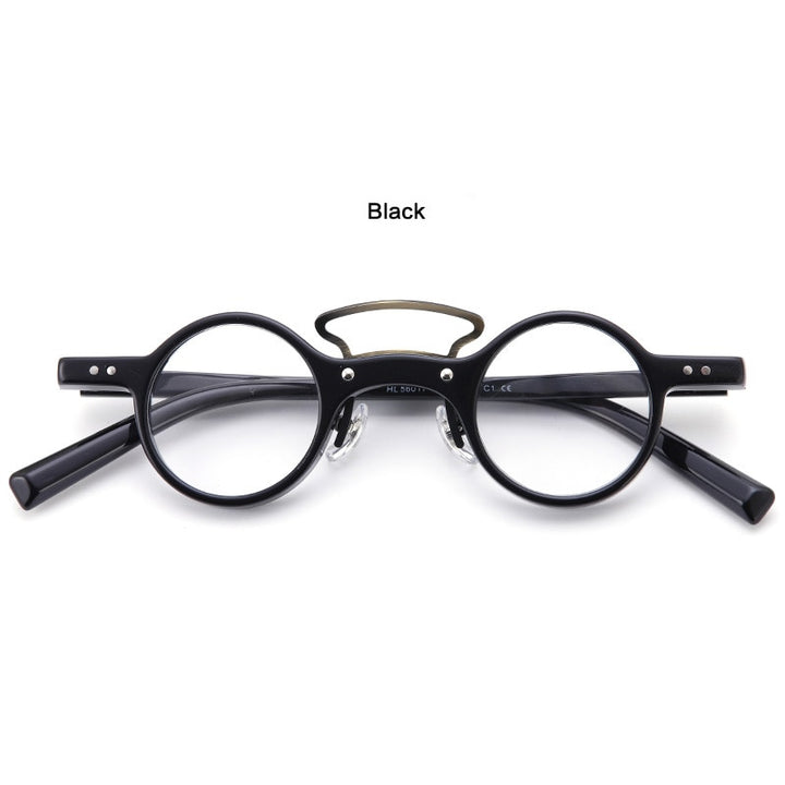 Muzz Unisex Full Rim Small Round Acetate Double Bridge Hand Crafted Frame Eyeglasses 56011 Full Rim Muzz 1  