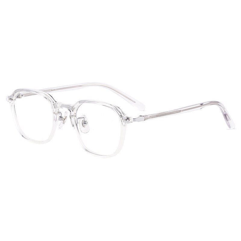 Yimaruili Unisex Full Rim Small Oval Acetate Alloy Eyeglasses KBT98C51 Full Rim Yimaruili Eyeglasses Transparent  