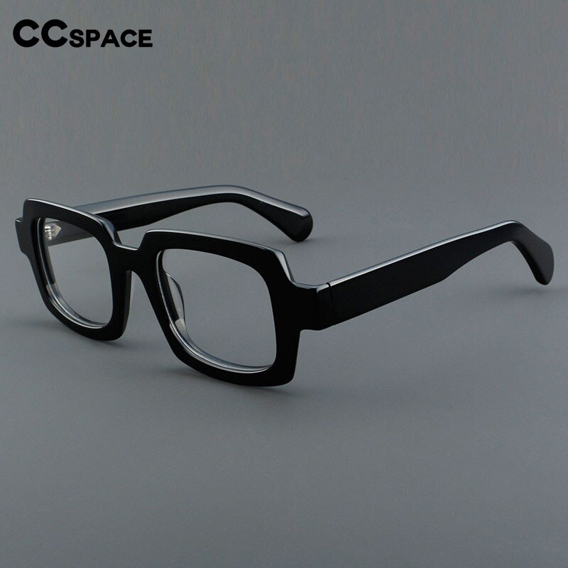 CCSpace Unisex Full Rim Square Acetate Eyeglasses 54907 Full Rim CCspace   