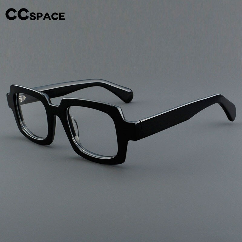 CCspace Unisex Full Rim Square Acetate Eyeglasses 54907 Full Rim CCspace   